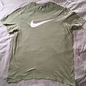 Nike Men's Olive Green Tee with White Logo